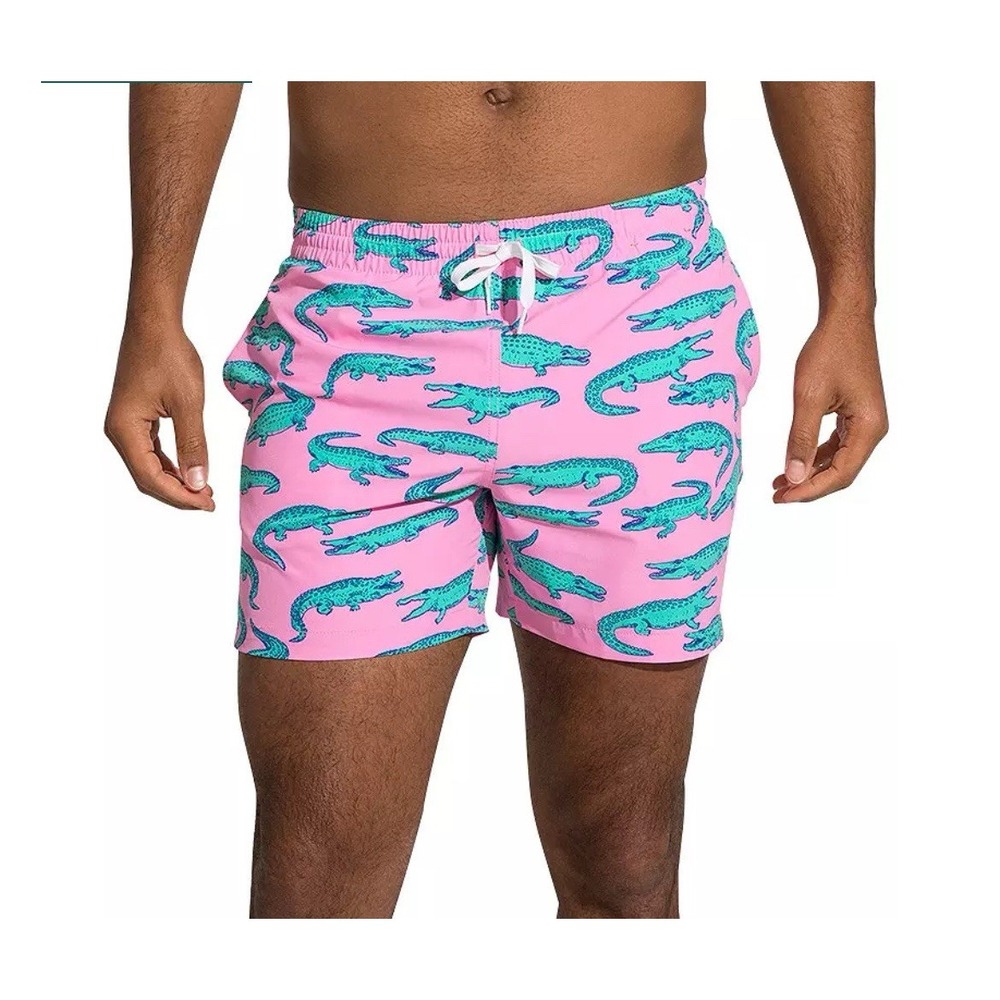 Chubbies Shorts Sz Small Pink Green Alligator Swim Trunks 5.5" Inseam Gator 🐊